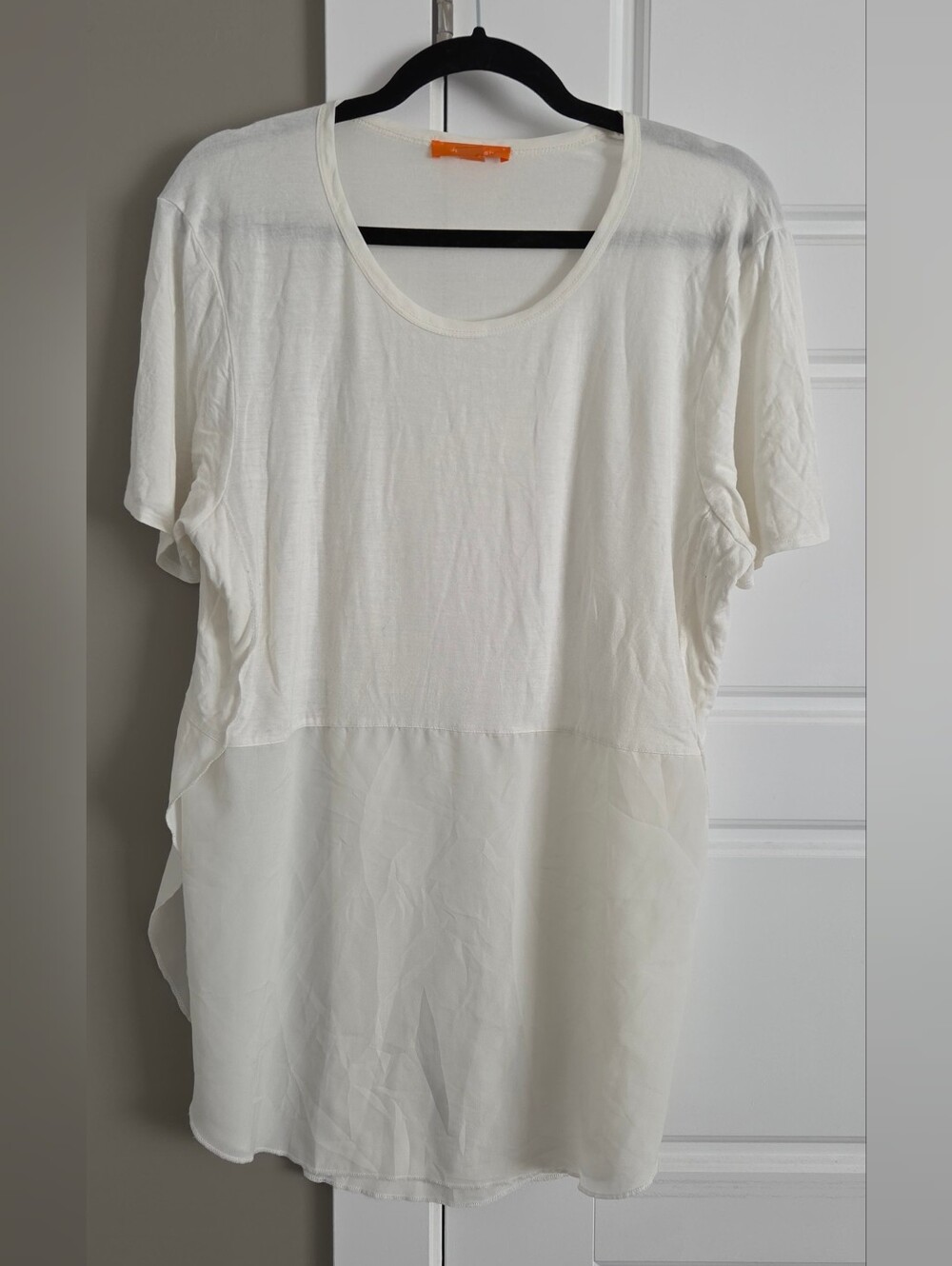 Cream Short Sleeve Layered Tunic Top